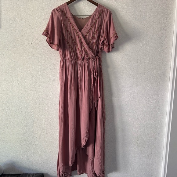 Jodifl Parklan Floral Embroidered Wrap Tie Dress Boho Chic Medium Stunning - Picture 15 of 16